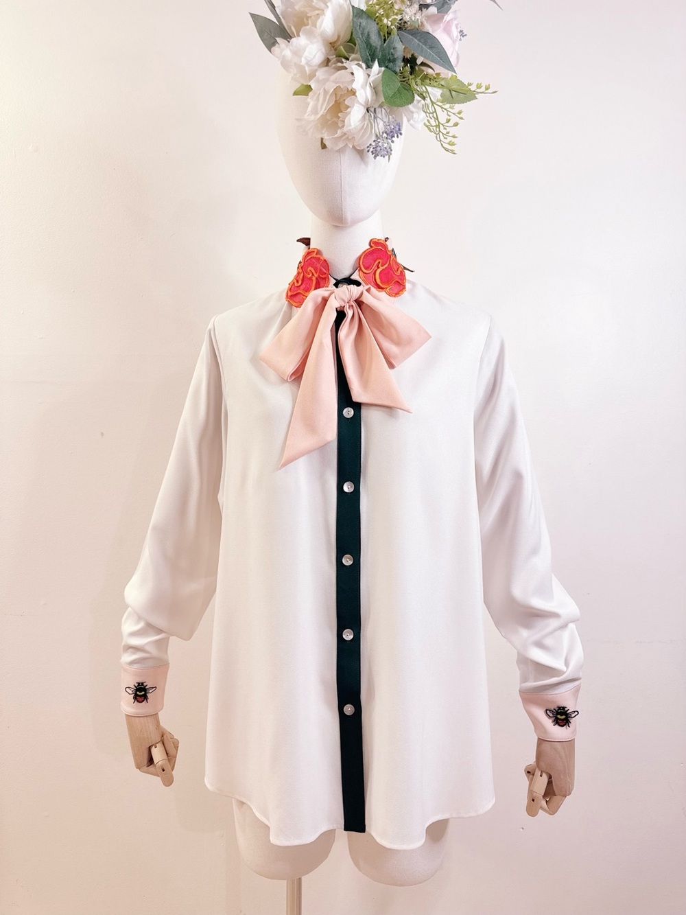 Designer 3D Rose Collar Statement Shirt 🌹🎀